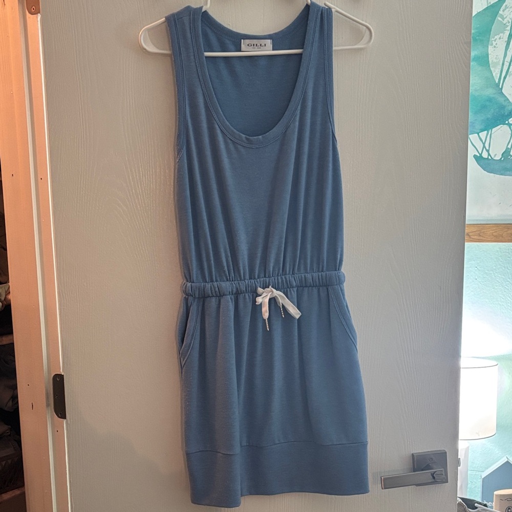 Gilly Hicks Blue Tank Dress with White Drawstring